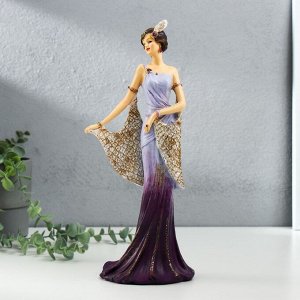 Сувенир полистоун "Леди в сиренево-фиолетовом платье с накидкой" 13х9х31,5 см