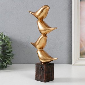 Фигурка полистоун «Четыре золотых птички: пирамида», 14x5x25 см