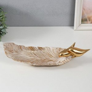 Фигурка полистоун подставка «Две птицы на листе», золото, 36x11.3x11.7 см