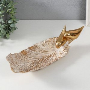 Фигурка полистоун подставка «Две птицы на листе», золото, 36x11.3x11.7 см