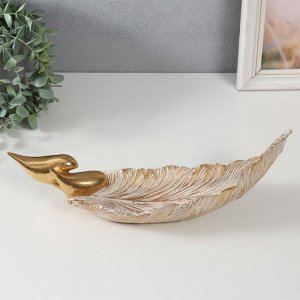 Фигурка полистоун подставка «Две птицы на листе», золото, 36x11.3x11.7 см