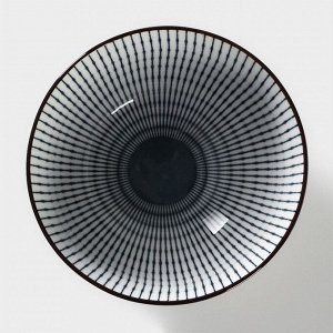 Миска керамическая «Иллюзия», 300 мл, цвет белый и серый