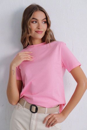 Базовая футболка из хлопка нежно-розовая
