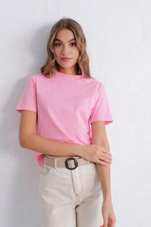 Базовая футболка из хлопка нежно-розовая