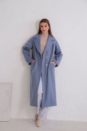 8385 Пальто Дива удлинённое в приглушённом голубом (остаток: 44)