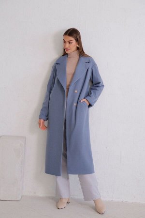 8385 Пальто Дива удлинённое в приглушённом голубом (остаток: 44)