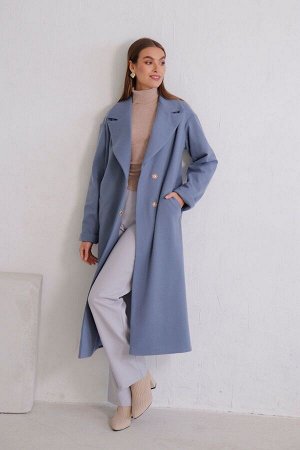 8385 Пальто Дива удлинённое в приглушённом голубом (остаток: 44)