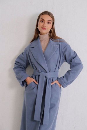 8385 Пальто Дива удлинённое в приглушённом голубом (остаток: 44)