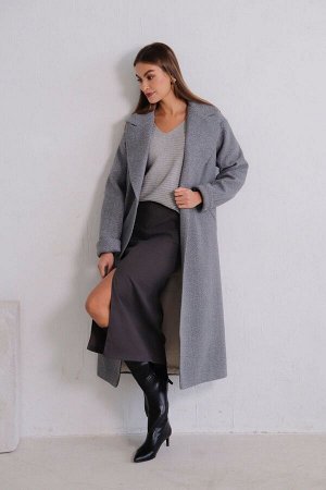 8386 Пальто Дива удлинённое "серый меланж" (остаток: 42)