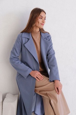 8398 Удлинённое пальто Hilton приглушённо-голубое (остаток: 42)