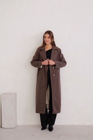 8403 Удлинённое пальто Hilton кофейное (остаток: 42)
