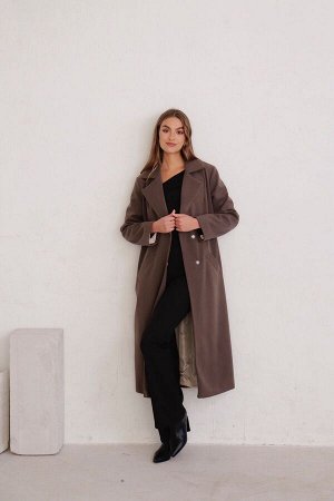 8403 Удлинённое пальто Hilton кофейное (остаток: 42)