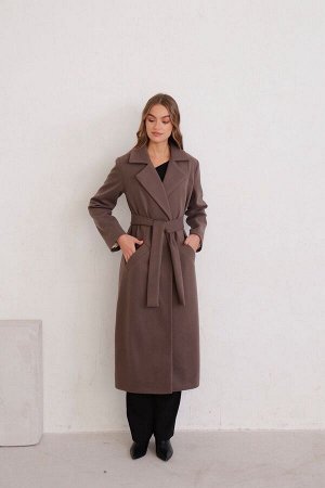 8403 Удлинённое пальто Hilton кофейное (остаток: 42)