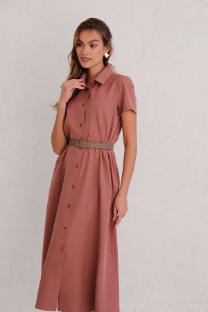 Платье-рубашка удлинённое "розовое дерево"