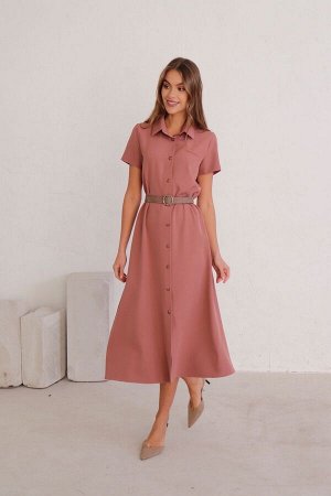 Платье-рубашка удлинённое "розовое дерево"