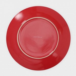 Набор тарелок керамических Доляна «Красный горох», 18 предметов: 6 тарелок d=19 см, 6 тарелок d=27 см, 6 мисок d=19 см, цвет красный