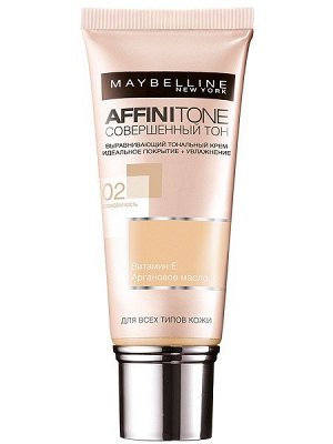 Тональный крем Maybelline Affinitone Vitamin E Совершенный тон, тон 02, слоновая кость.