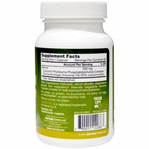 Jarrow Formulas, Фитосомы куркумина, 500 мг, 60 вегетарианских капсул