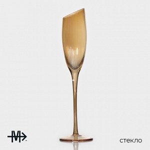 Бокалы для шампанского Magistro «Иллюзия», 180 мл, 5,5*27,5 см, стекло, золотые, набор 2 шт