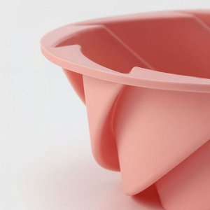 Форма для выпечки Доляна «Немецкий кекс. Вихрь», силикон, d=24,5 см, цвет розовый