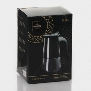 Кофеварка гейзерная Magistro Classic black, на 2 чашки, 100 мл, индукция, нержавеющая сталь, чёрная