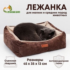 Лежанка со съемным чехлом, мебельная ткань, поролон, 45 х 35 х 13 см