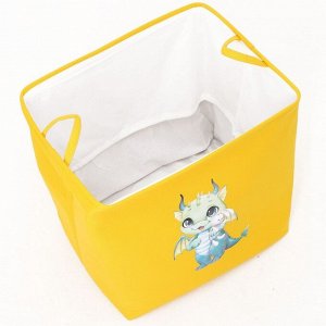 Корзина для хранения игрушек с затяжкой на веревке, 40x50x48 см, жёлтая
