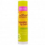 Alba Botanica, Гавайский бальзам для губ, питательные кокосовые сливки (4,2 г)