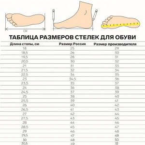 Стельки для обуви, универсальные, с магнитами, массажные, дышащие, р-р RU до 44 (р-р Пр-ля до 46), 28 см, пара, цвет коричневый