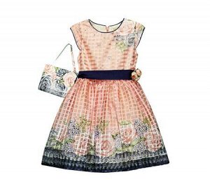 Платье для девочек, персиковый, 116 см, (MOONSTAR Турция)