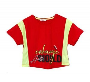 Топ, футболка для девочек, красный, 134 см, (MONILI Турция)