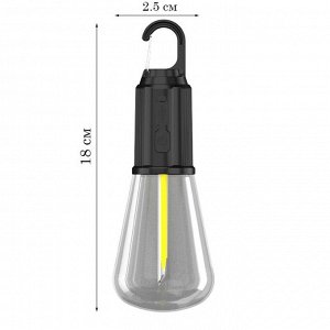 Фонарь кемпинговый аккумуляторный, 100 лм, 400 мАч, 3 режима, с карабином