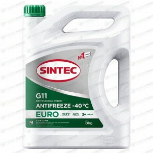 Антифриз Sintec Antifreeze Euro G11, зелёный, -40°C, 5кг, арт. 990554