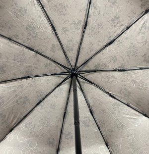 Зонт женский автомат серый с цветами
