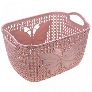 "Домашняя мода" Корзина пластмассовая для туалетных принадлежностей "Вязанка" 24,5х33см h20см, розовый шелк (Китай)