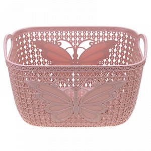 "Домашняя мода" Корзина пластмассовая для туалетных принадлежностей "Вязанка" 24,5х33см h20см, розовый шелк (Китай)