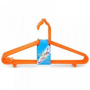 Вешалка-плечики р46-48, пластик, с крючками, цвета микс, цена за 6 штук (Китай)