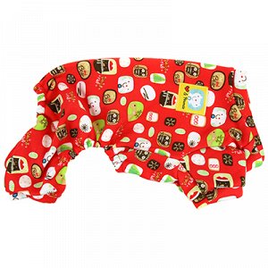 Одежда для собаки "Комбинезон" на кнопках р-р M 33-37см, красный, флис (Китай)