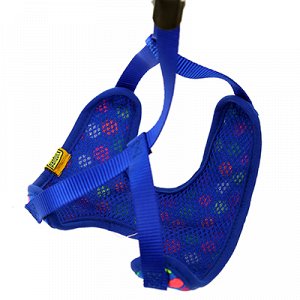 Поводок для собаки 100х1,5см со шлейкой 16х17см, синий, расцветки микс, полиэстер (Китай)