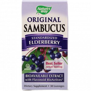 Natures Way, Original Sambucus, Elderberry, Standardized , 30 Lozenges