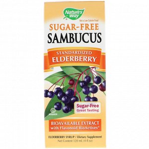Natures Way, Sambucus, Elderberry Syrup, Sugar-Free, 4 fl oz (120 ml)