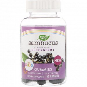Natures Way, Sambucus, жевательные таблетки для детей, 60 жевательных таблеток
