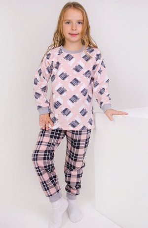 Пижама детская для девочки с небольшим начесиком цвет Розовый (мишка) (Тимошка)