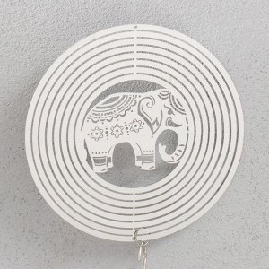 Ветряной колокольчик металл 3D "Индийский слон" с бусиной 13,5х13,5х31 см