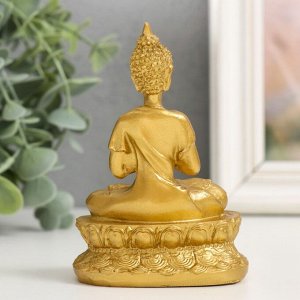 Нэцкэ полистоун золото "Медитация будды" 7х4,8х10,5 см
