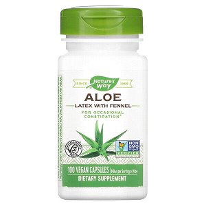 NATURE'S WAY Aloe Latex with Fennel, Латекс алоэ с фенхелем, 140 мг, 100 вег. кап.