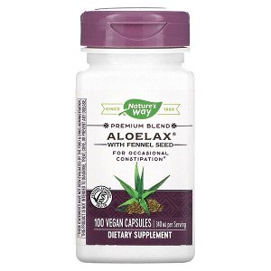 Nature's Way Алоэлакс с семенами фенхеля, 340 мг, 100 веганских капсул