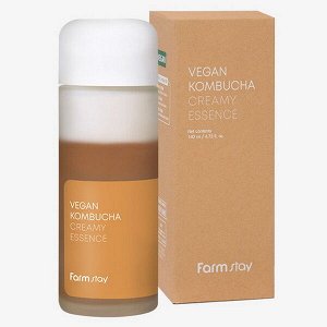 Увлажняющая кремовая эссенция с чайным грибом FarmStay Vegan Kombucha Creamy Essence, 140мл