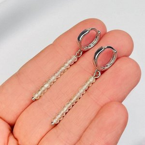Серьги длинные с камнем Пренит