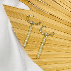 Серьги длинные с камнем Пренит